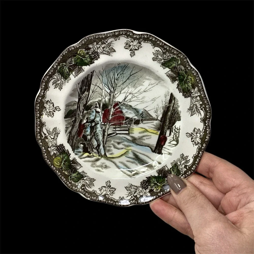 Vintage 4 Johnson Bros Plates Friendly Village Sugar Maples Bread & Butter 6